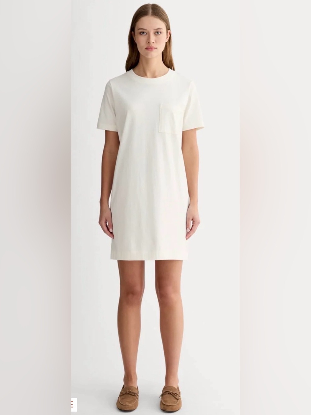 Everlane White Short Sleeve Pocket Shift Dress
